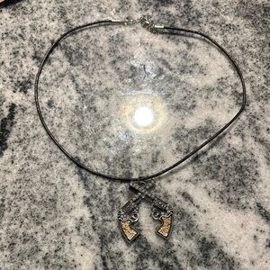 Silver and Gold Pistol Pendant Necklace